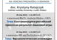 Verejná prednáška a seminár doc. Krystyny Ratajczyk 